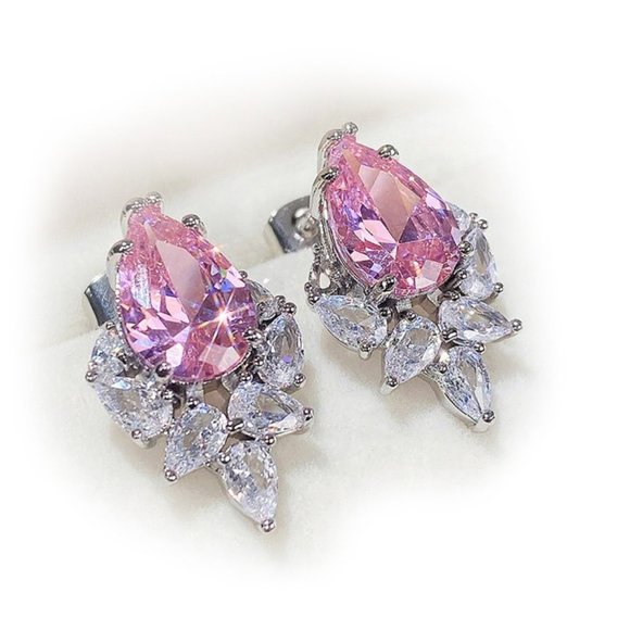 My Bead Emporium Jewelry - Beautiful pink crystal earrings with CZ's.